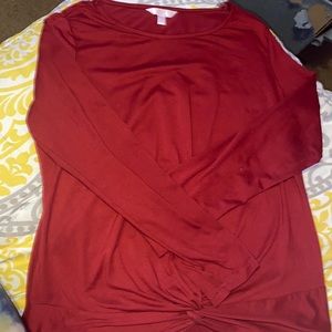 Red Long Sleeve Shirt With Knot